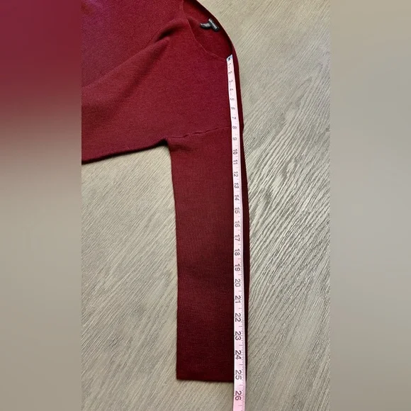 Eileen Fisher 100% Merino Wool Boatneck Boxy Sweater Burgundy Cropped Size M - Picture 6 of 8